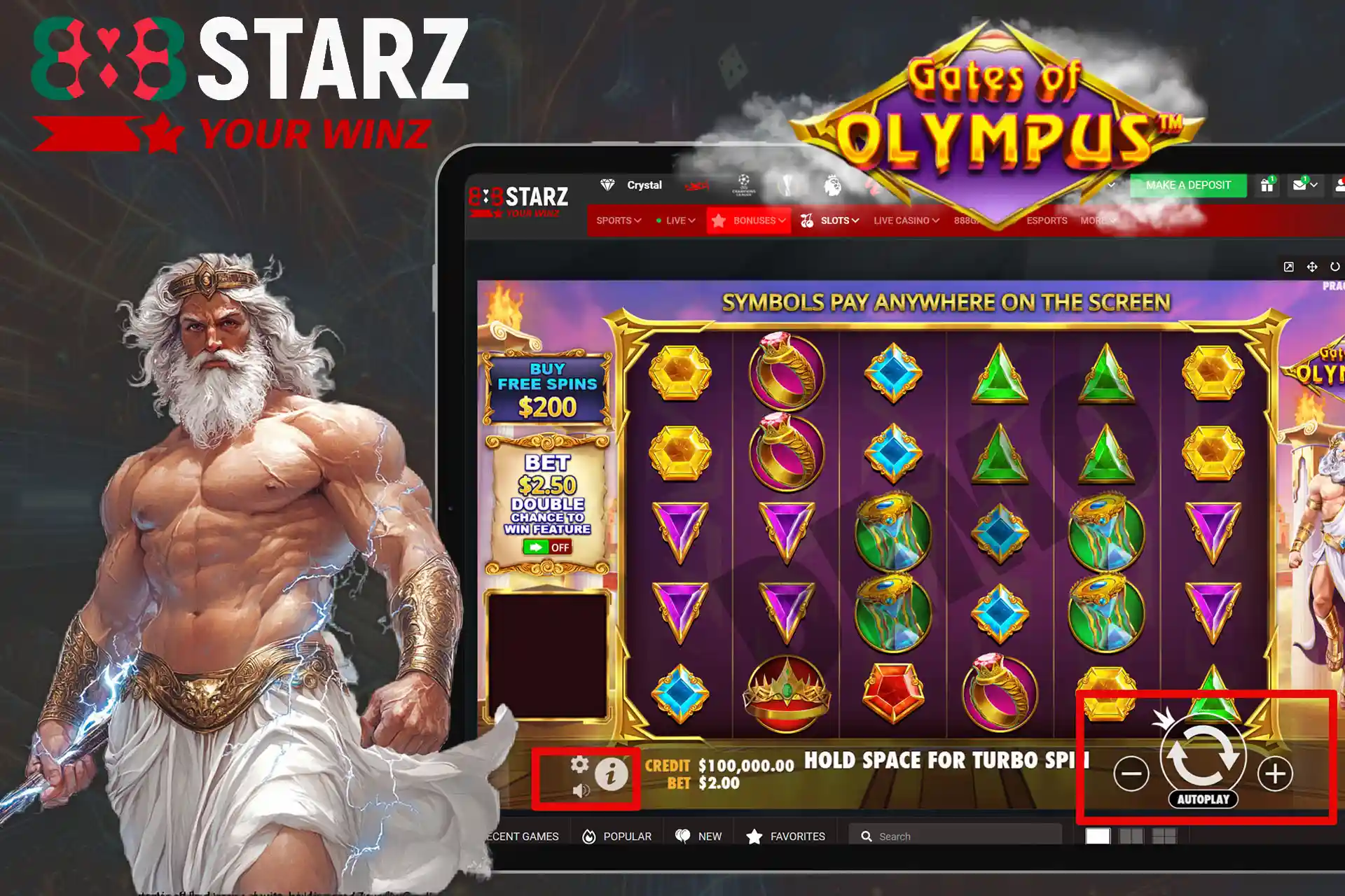 Check out the Gates of Olympus game features