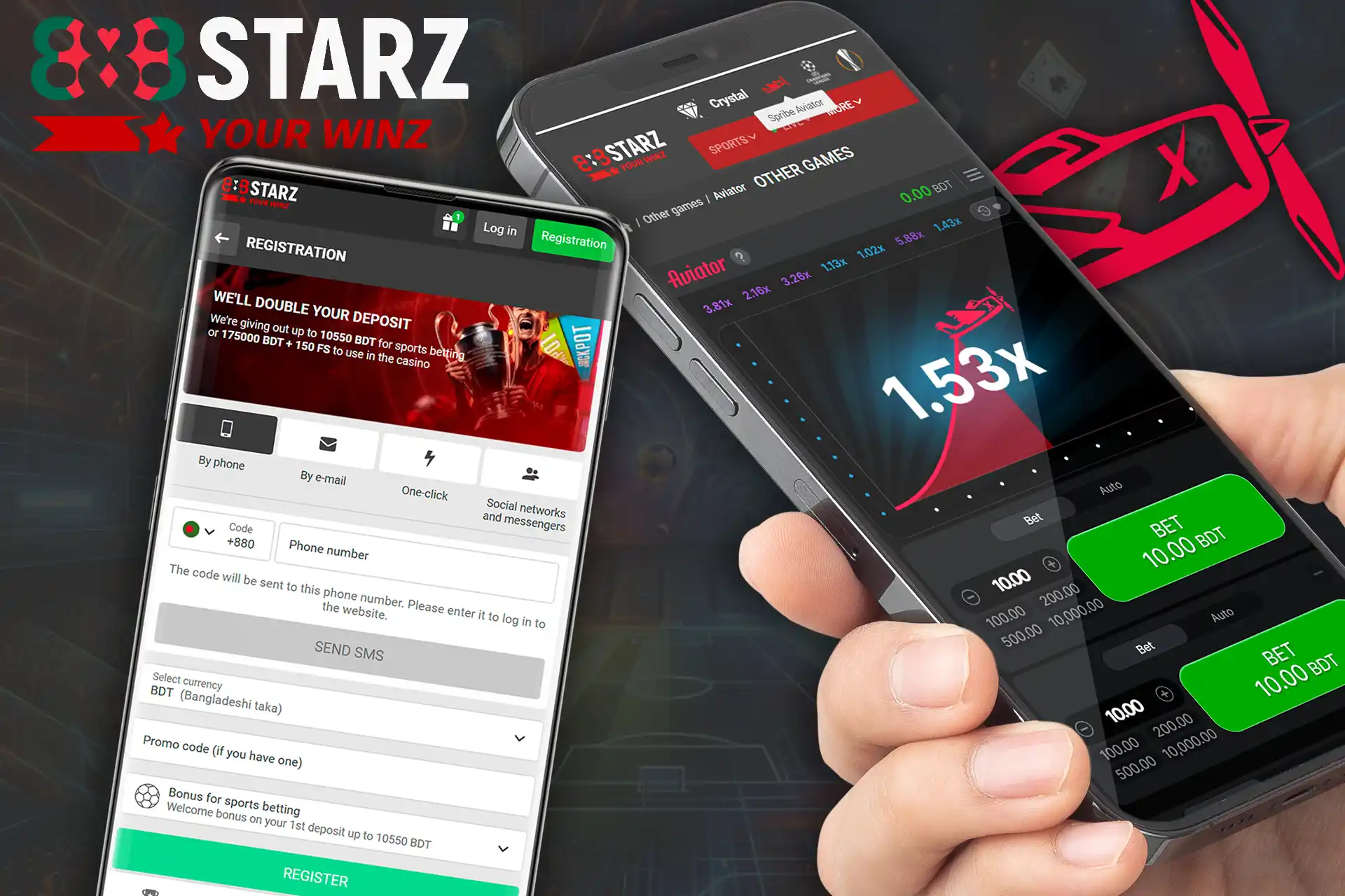 Register at 888starz and start playing Aviator