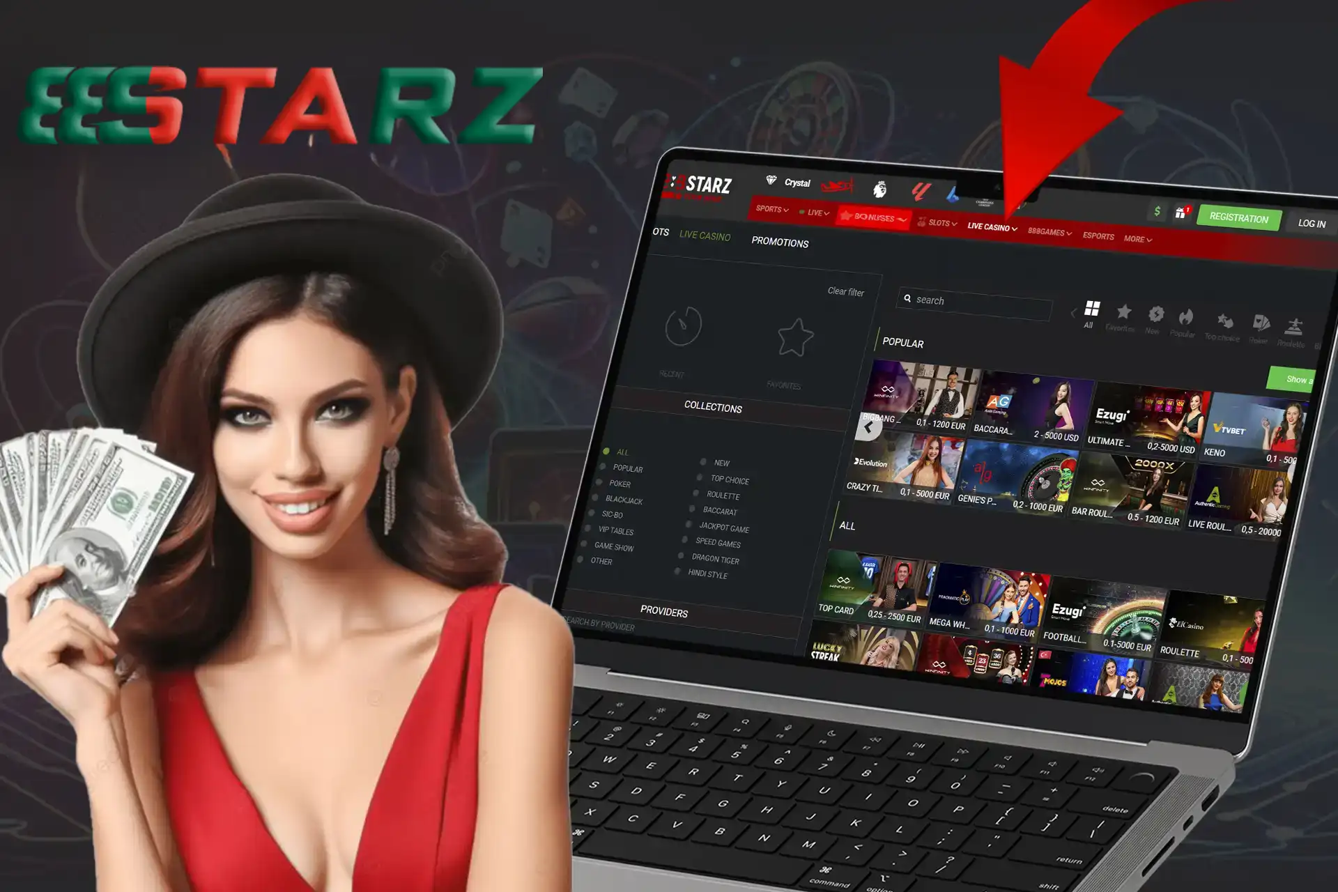 Play exciting live casino games at 888starz