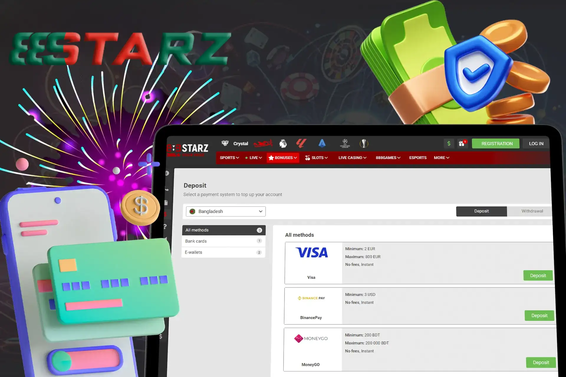 Check out the different casino payment methods